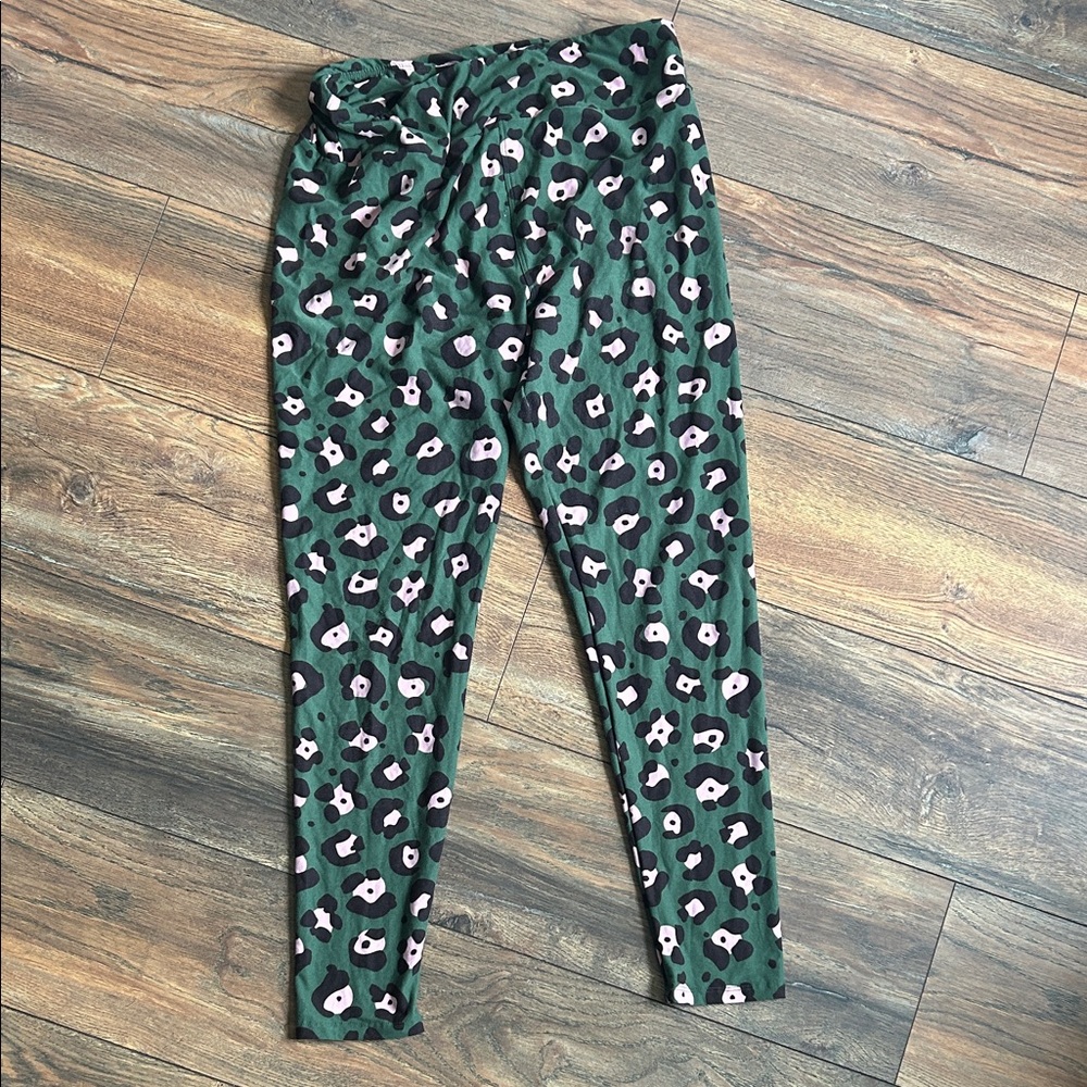 LuLaRoe Kids Leggings with Green and Pink Pattern